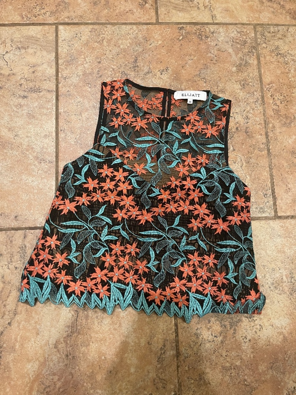 Elliatt Creation Floral Embroidered Cropped Top, Blouse,